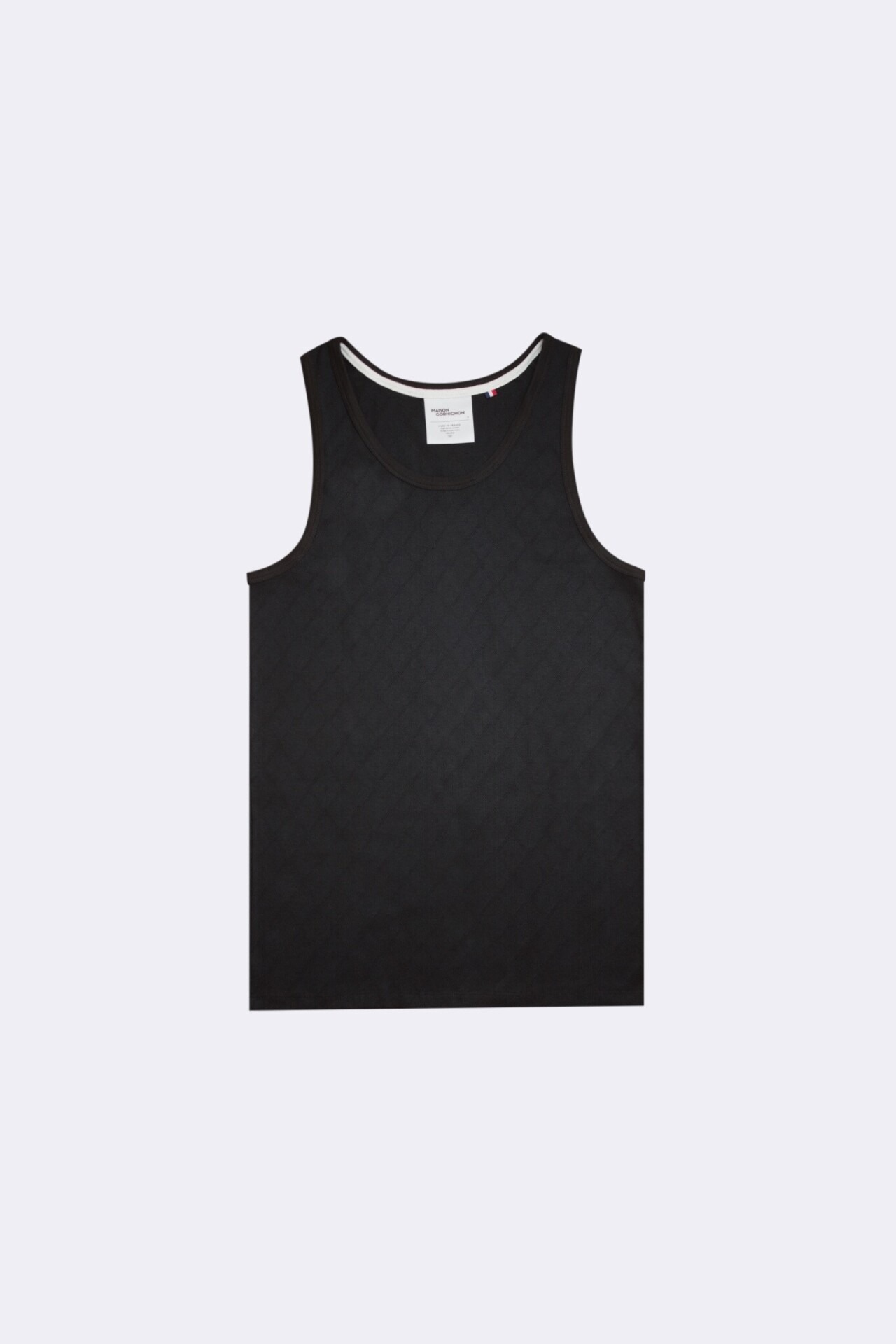 débardeur pour homme type maillot de corps en maille ajourée fait en france par Maison Cornichon et le styliste Boras