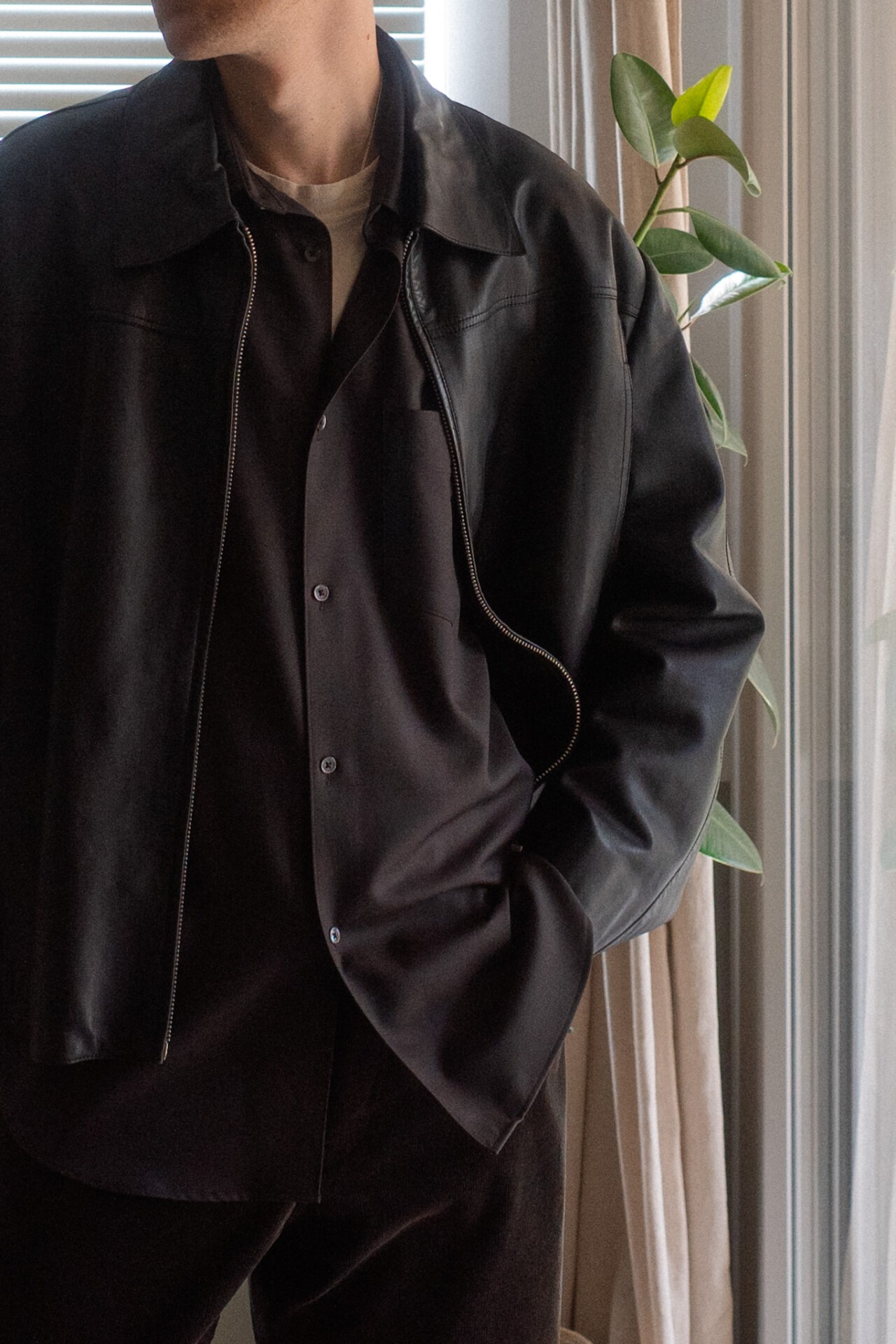 Wool gabardine shirt Super 130's made in japan