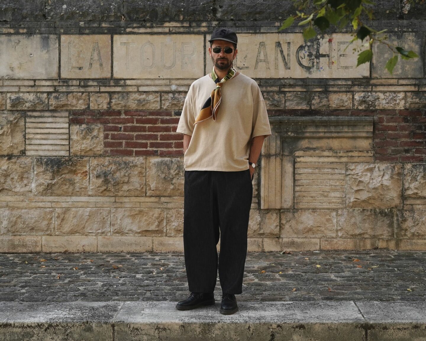 pantalon large en chambray japonais noir de la marque borali