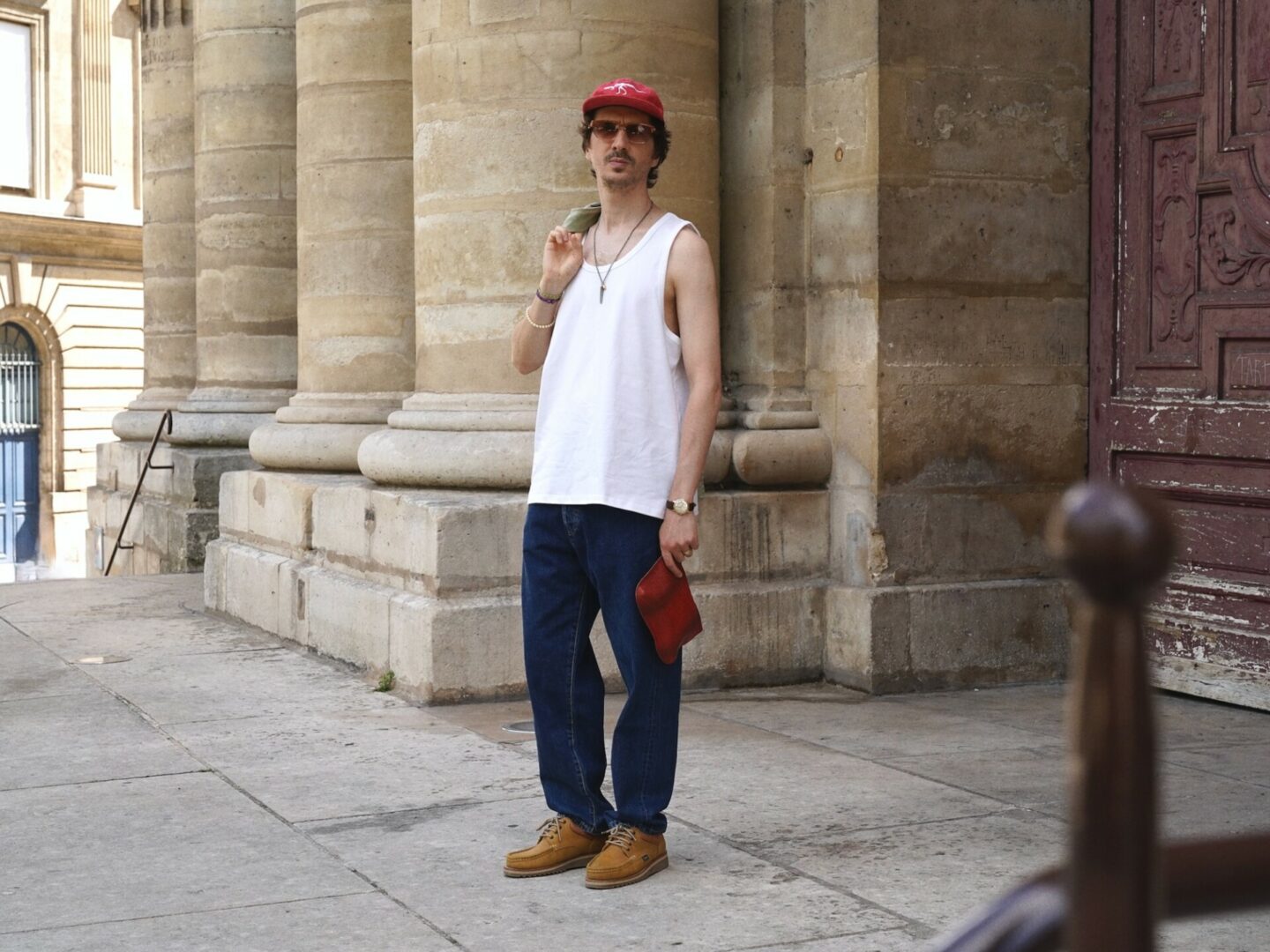 jean borali stonewash dark indigo jeans high waist