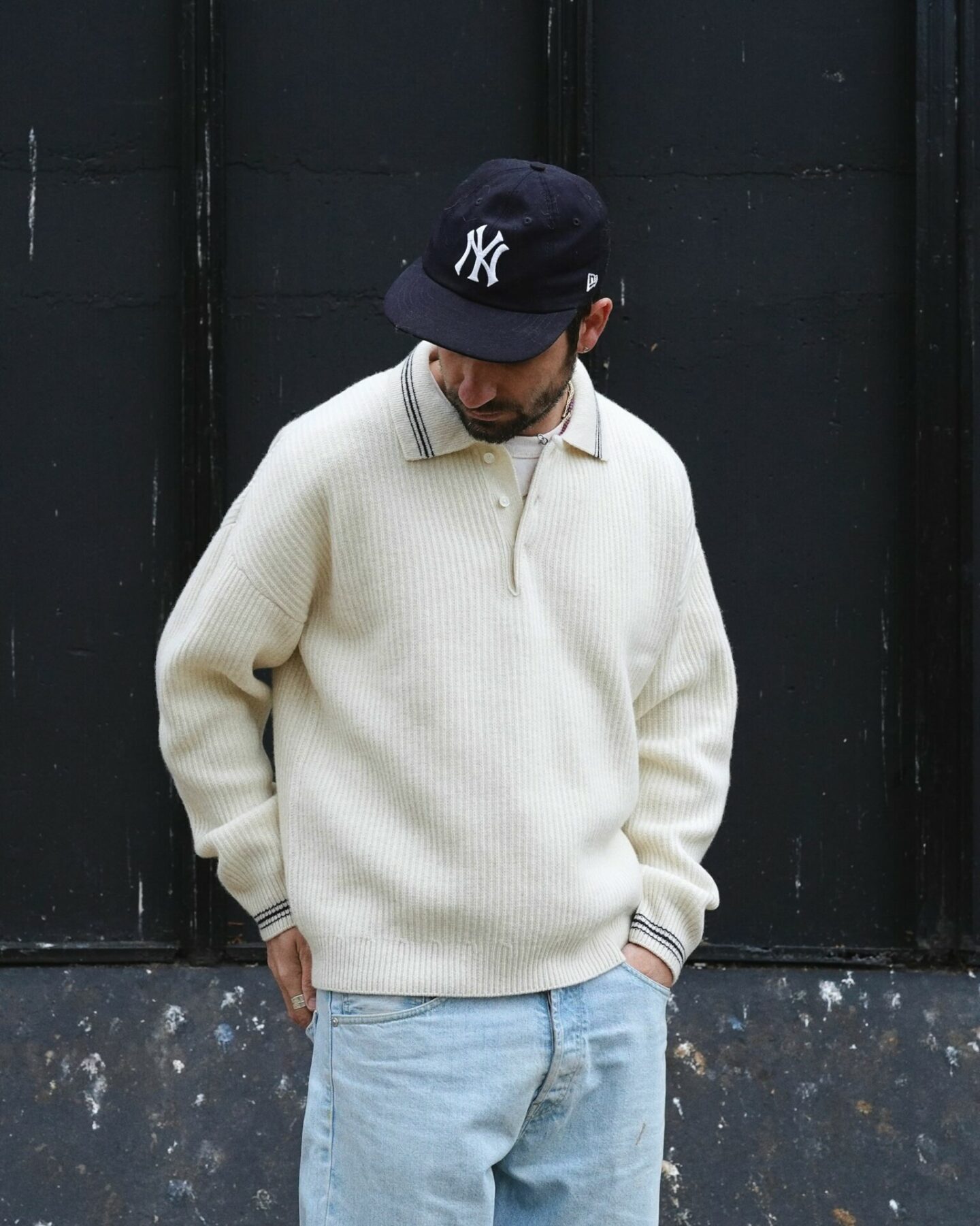 hast pull oversize en laine mérinos à col polo