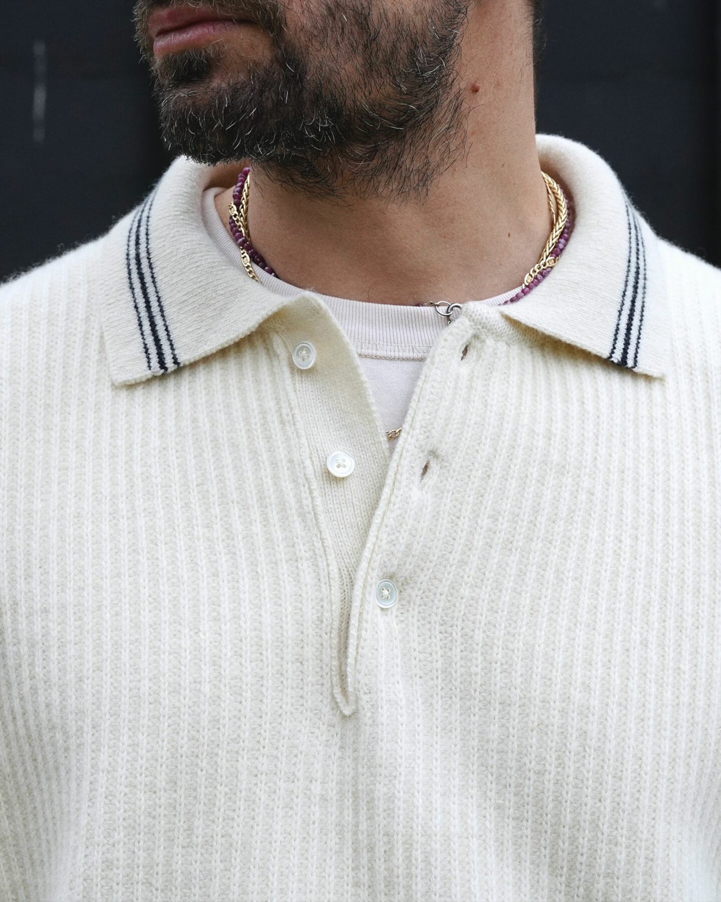 pull à col polo en laine mérinos pur homme de la marque Hast