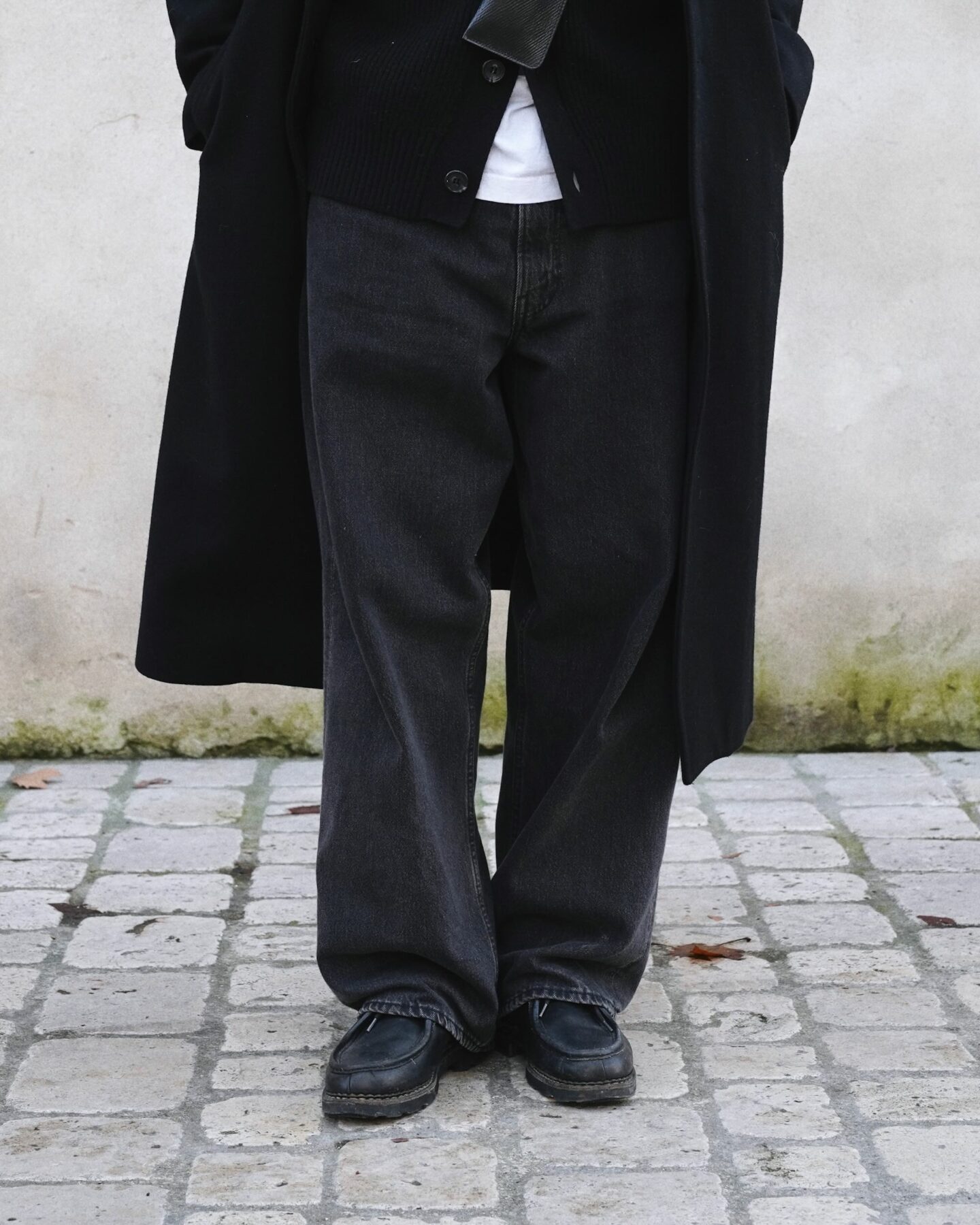 orslow 105 jeans super dad fit black stone wash paraboot michael black