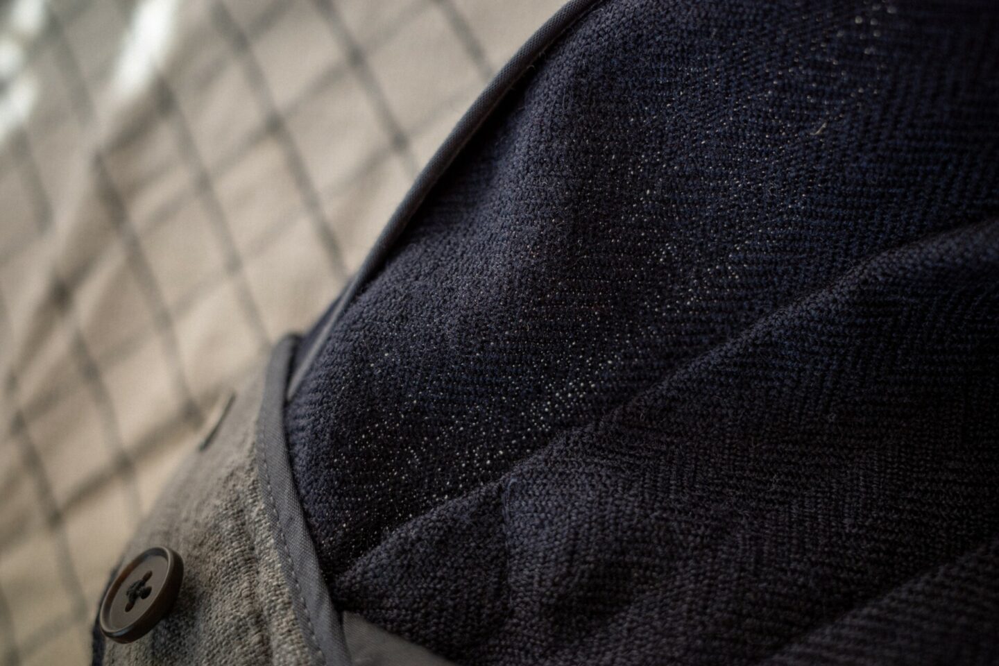 Travel pants navy Village Herringbone midnight fw25