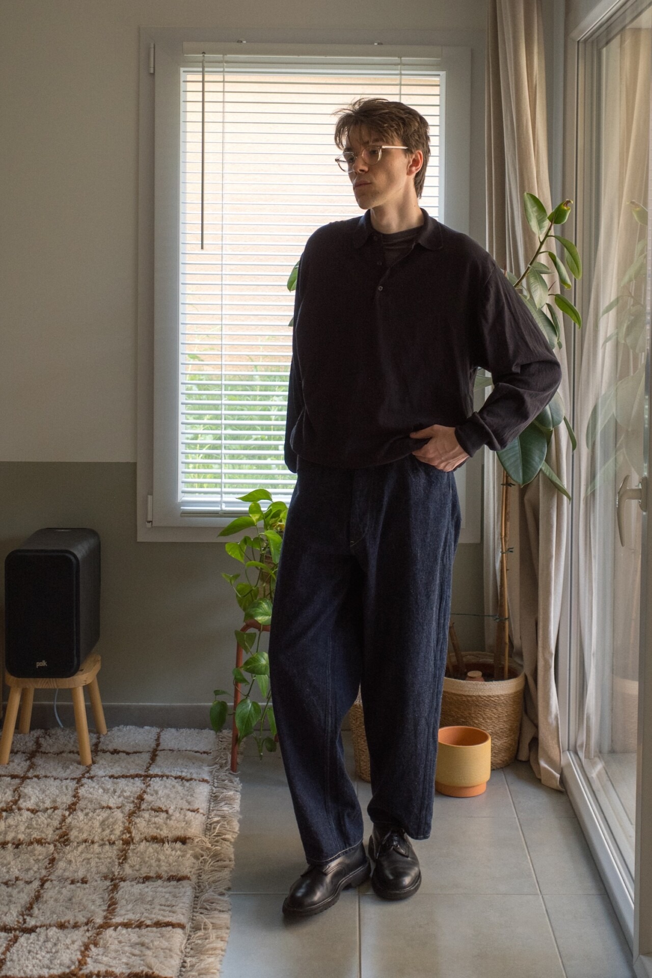 Comoli cotton knit polo Belted Denim pants indigo Tricker's Daniel Vi Lite