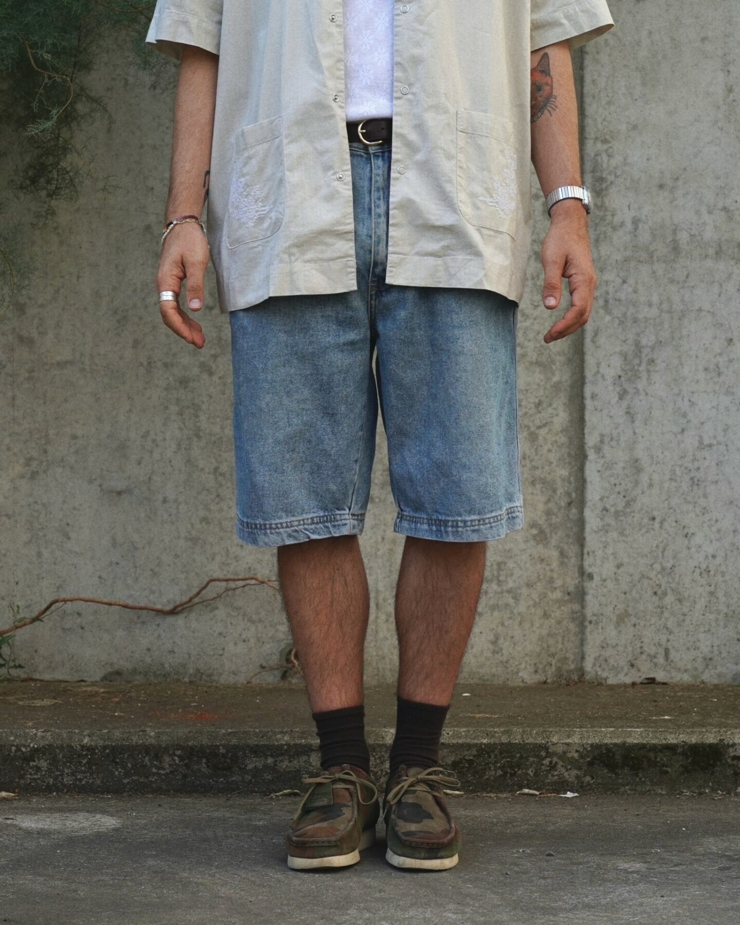 short en denim d&eacute;lav&eacute; vintage 